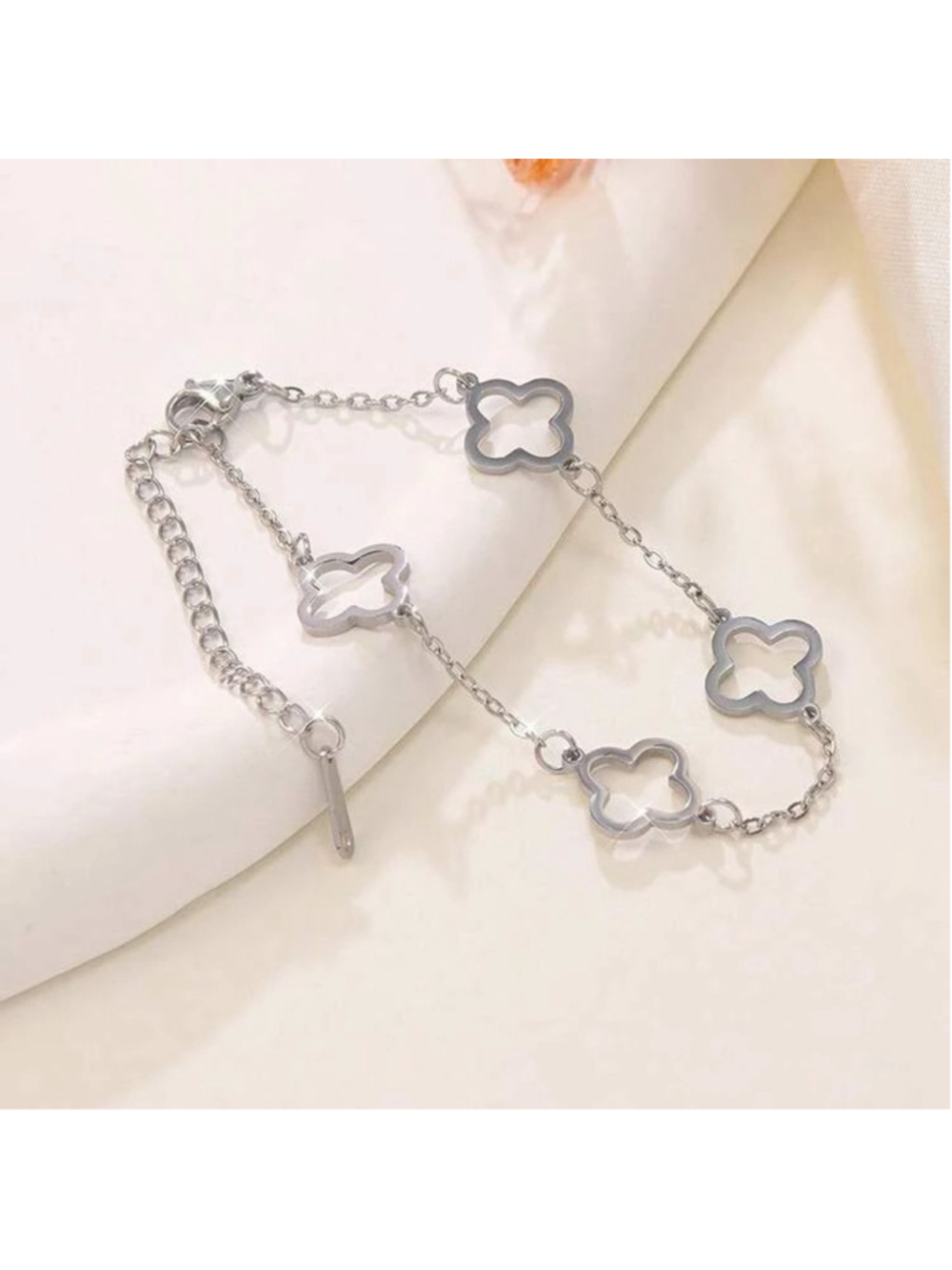 Stainless Steel Silver Color Bracelet Clover